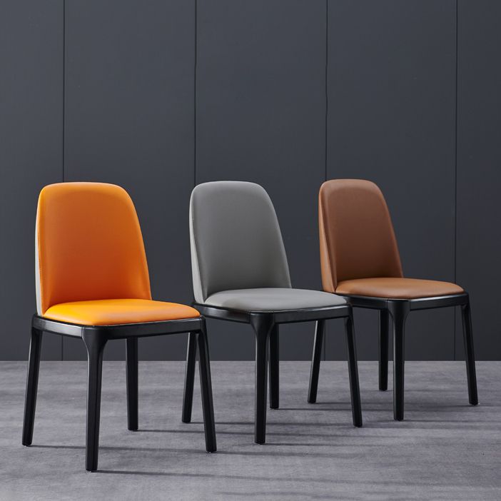 Contemporary Style Leather Chair Wooden Parsons Armless chair for Dining Room