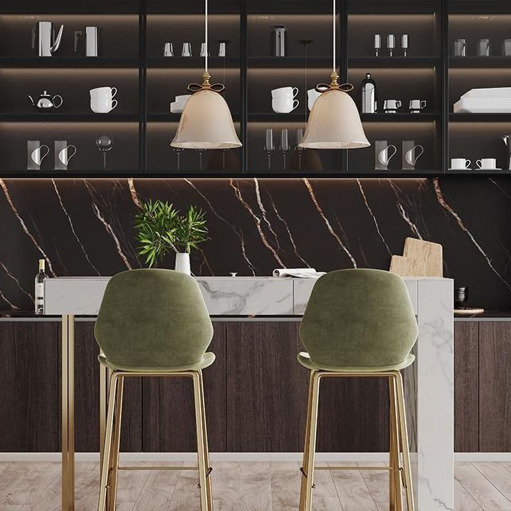 Glam Metal and Stone Bar Table Rectangle Counter Height Dining Table for Living Room