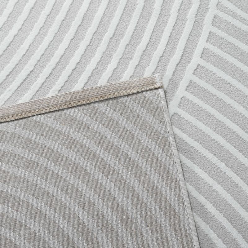 Grey Modern Area Carpet Stripe Print Polyester Area Rug Non-Slip Backing Rug for Living Room