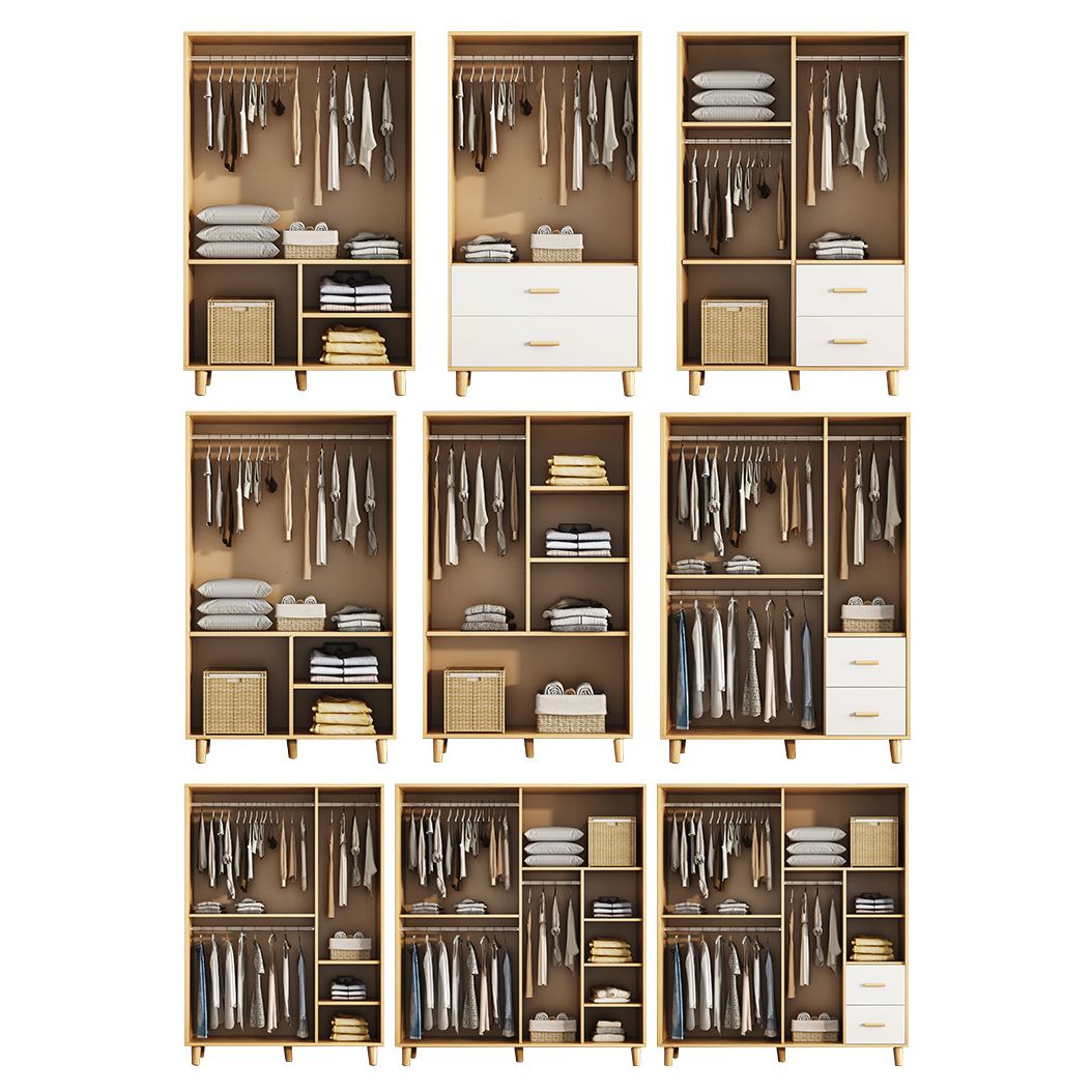 Contemporary Wardrobe Armoire Wooden Armoire with Doors and Legs