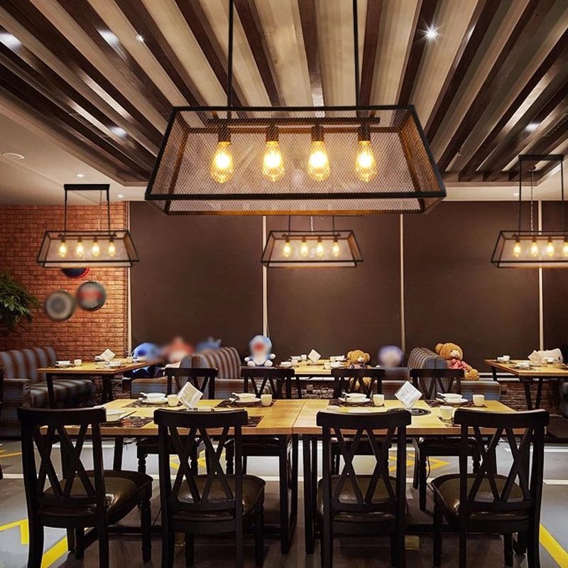 Square Island Lampadier Luci di illuminazione industriale in metallo industriale Fissature per il tavolo da pranzo