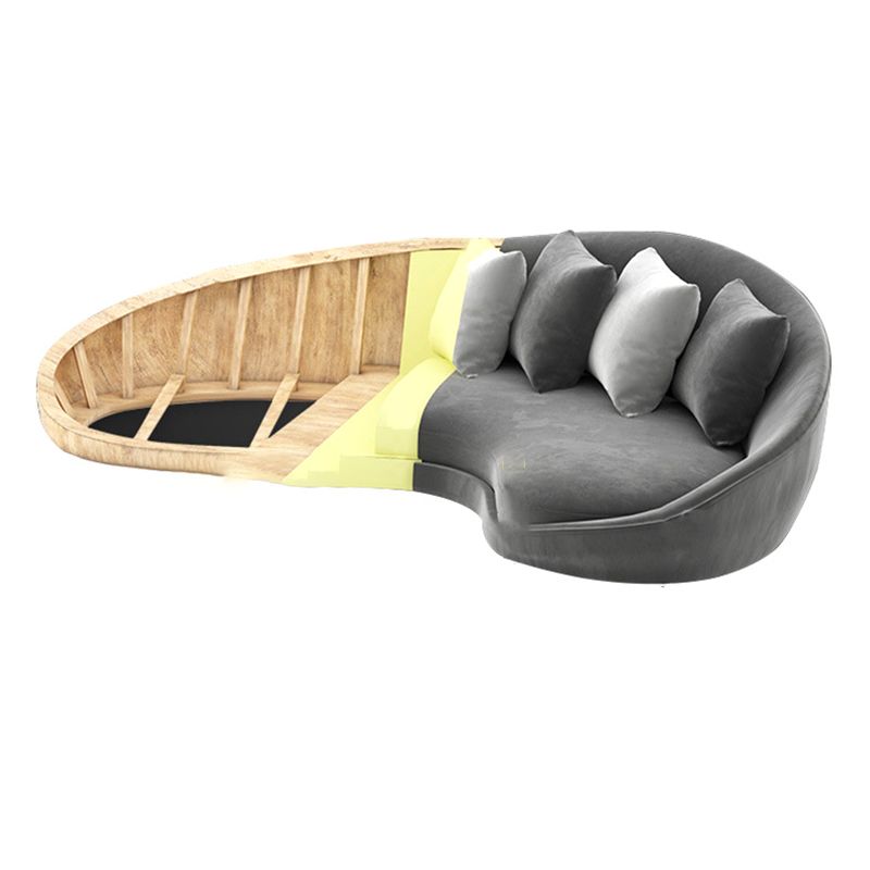 Contemporary Velvet Solid Color 33.46" H Curved Slope Arm Sofa