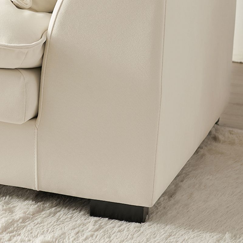 Contemporary Velet Sofa with Pillow Back and Square Arm  in Wood
