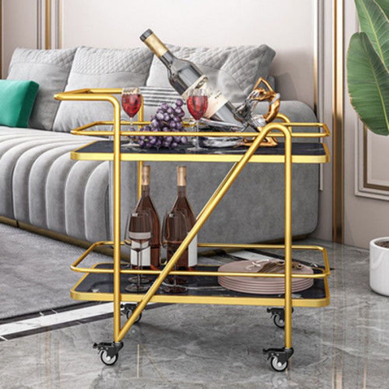 29.92" High Contemporary Prep Table Rolling Metal Prep Table for Home