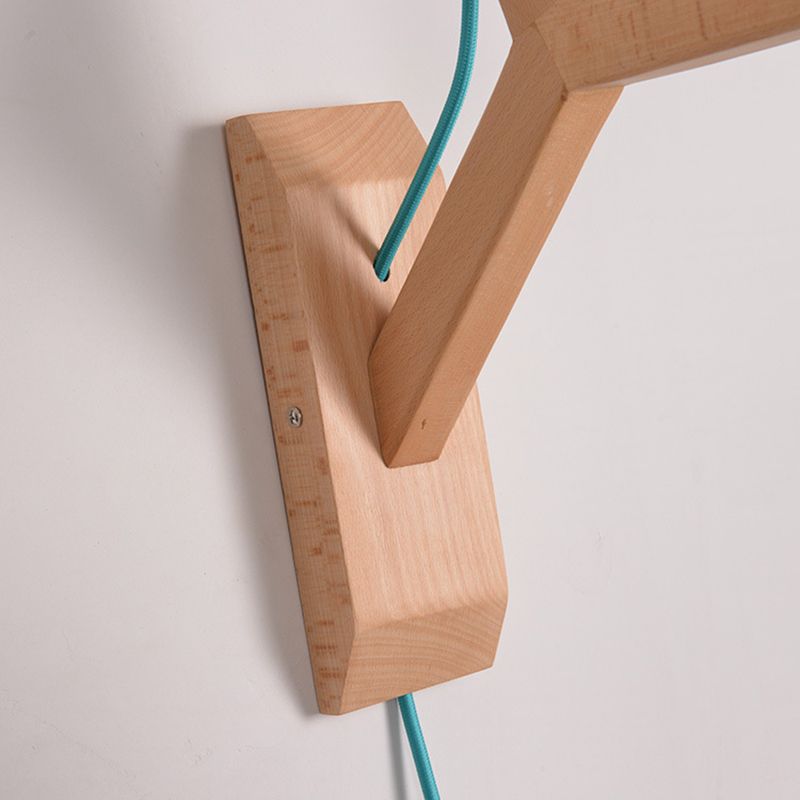 Domed Shade Paper Wall Mounted Lamp Macaron 1 Head White/Pink/Yellow/Blue/Green Sconce Light Fixture with Wood Backplate