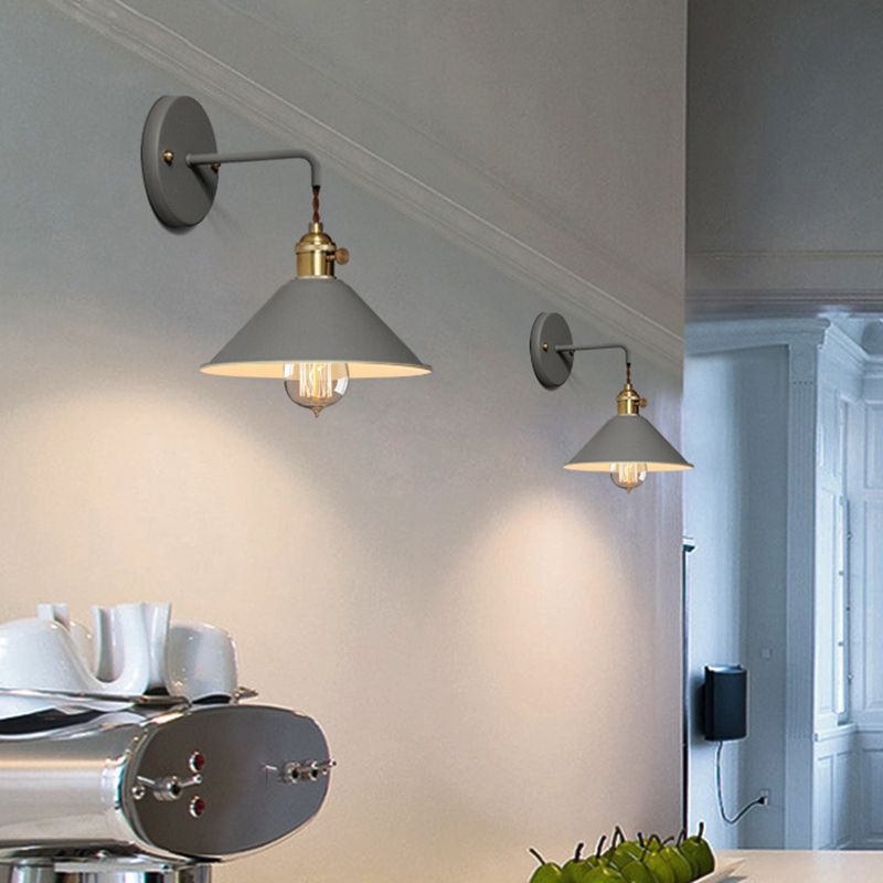 Cone Shaded Wall Light Industrial Polish Finish Lighting for Living Room