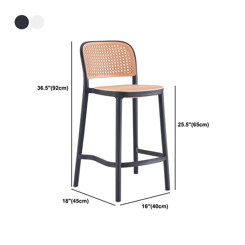 Scandinavian Armless Bar Stool Plastic Low Back Stool in White and Black