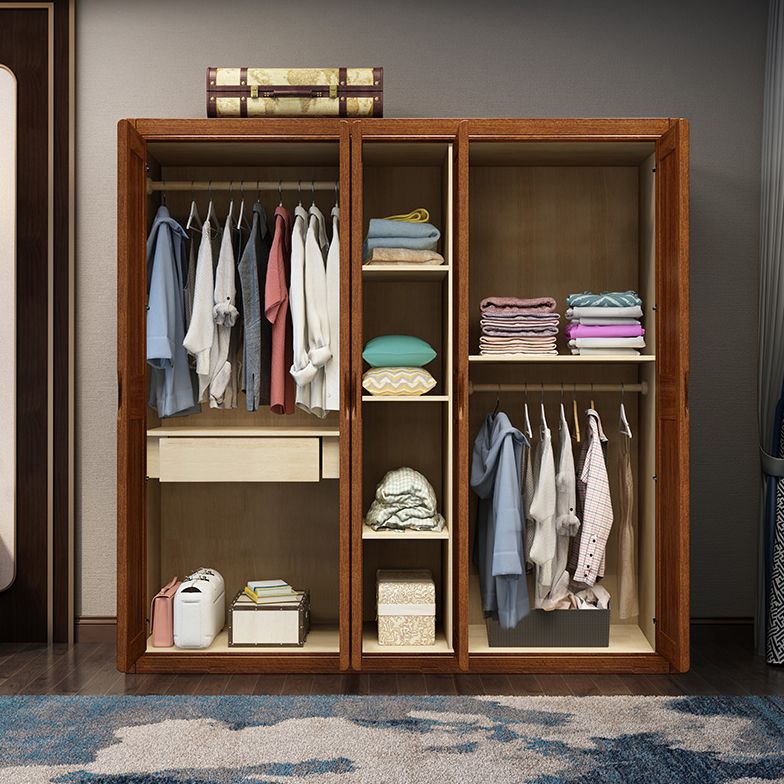 Brown Walnut Wood Storage Cabinet Traditional Cabinet with Drawer