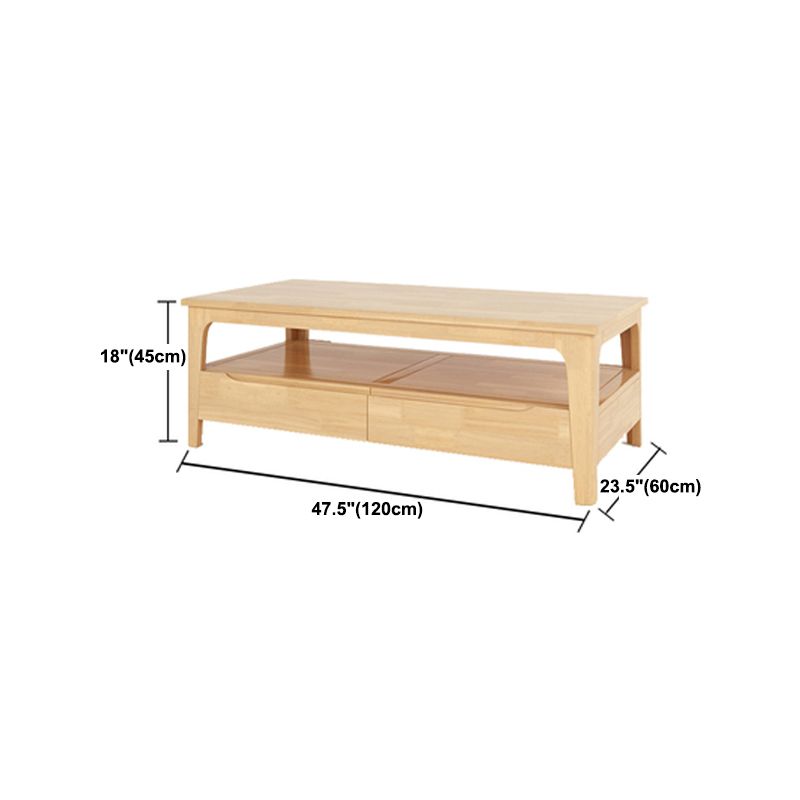 Scandinavian Solid Wood 4 Legs Coffee Cocktail Table with Shelf/Drawers