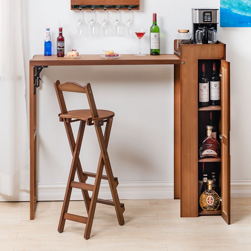 Wood Bar Pub Table Set 1/3 Pcs Folding Bar Table and Stools in Brown and Natural