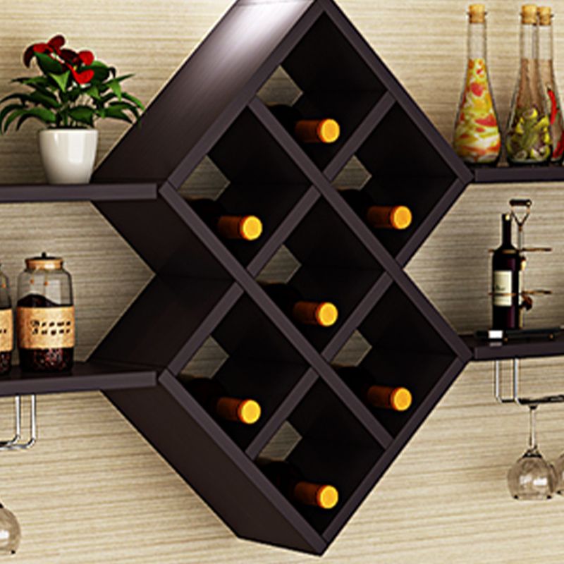 Contemporary Manufactured Wood Wine Bottle & Glass Rack Wall Mounted Wine Rack Kit