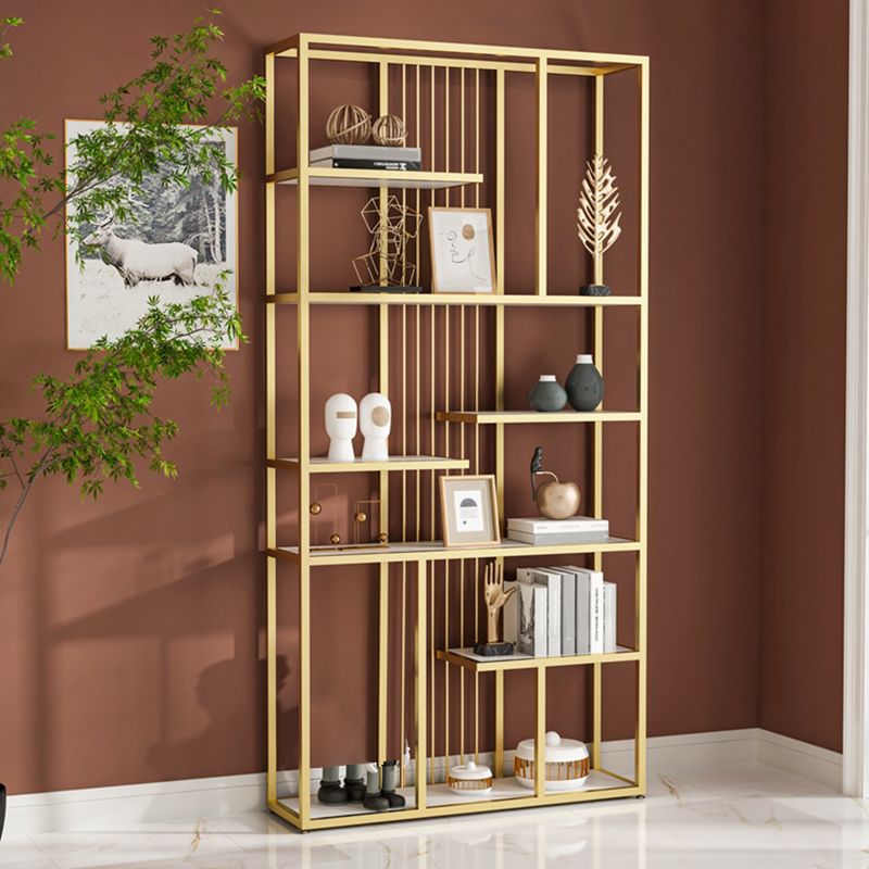 Metal Bookshelf Etagere Contemporary Open Back Bookcase with Shelves