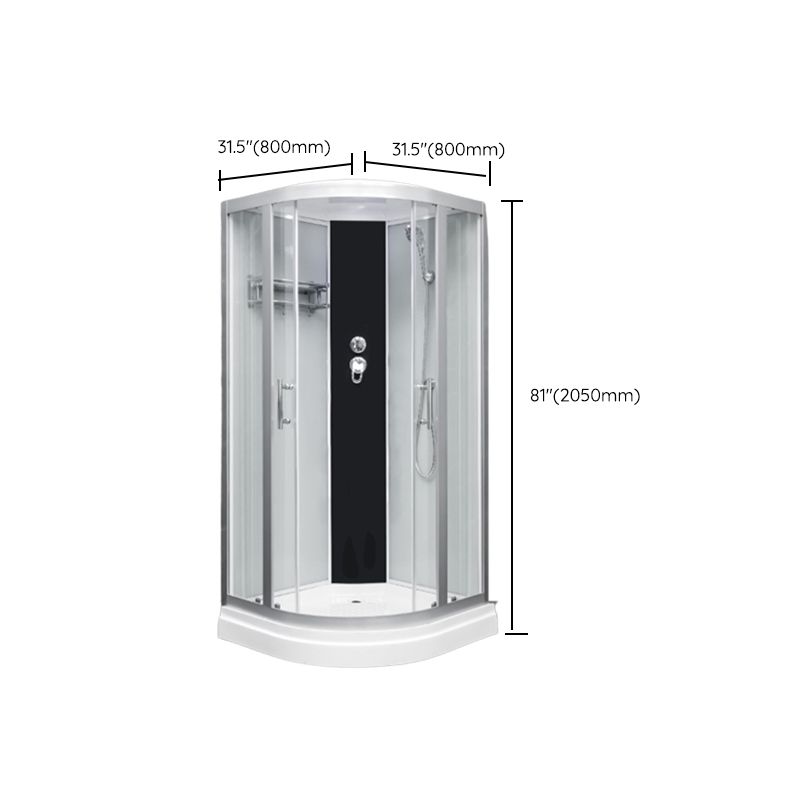 Round Easy Clean Glass Shower Stall Silver Door Handles Shower Stall