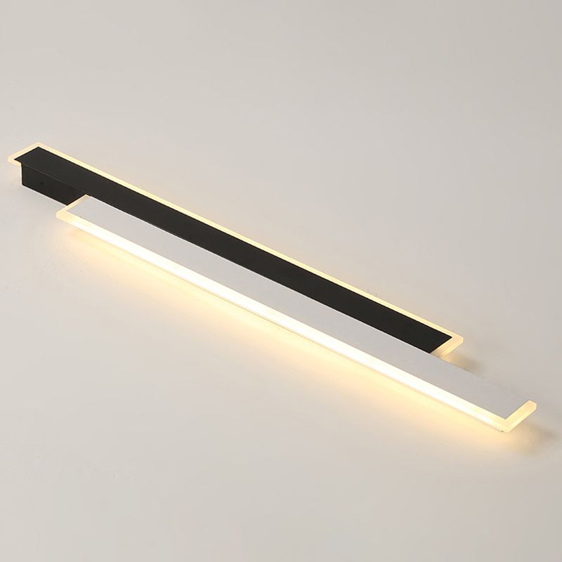 Metal Linear Shape Wall Light Modern 2-Lights Wall Mounted Light Fixture in Black