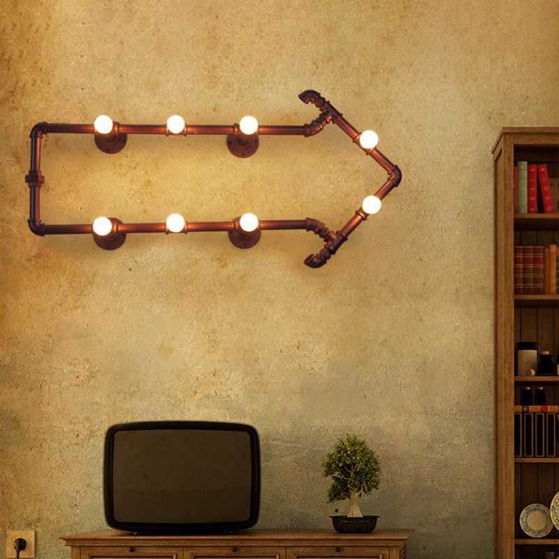 Rost 8-Bulb-Wandlampe Industrial Metall Pfeil geformtes Leuchtenleuchte für Schlafzimmer