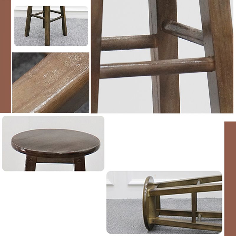 Taburete de bar moderno sin brazos con respaldo, taburete de bar de madera con asiento y pedal de madera