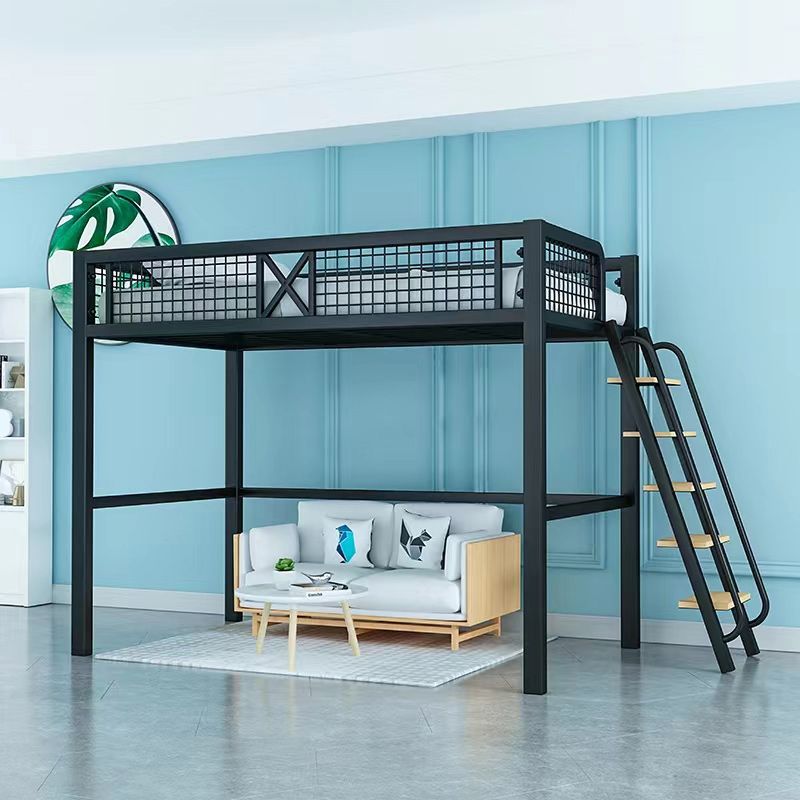 Metal Loft Bed Contemporary Kids Bed with Open Frame Headboard