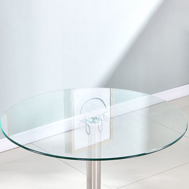 Round GlassTransparent Dining Table Simplicity Pedestal Table for Dining Room