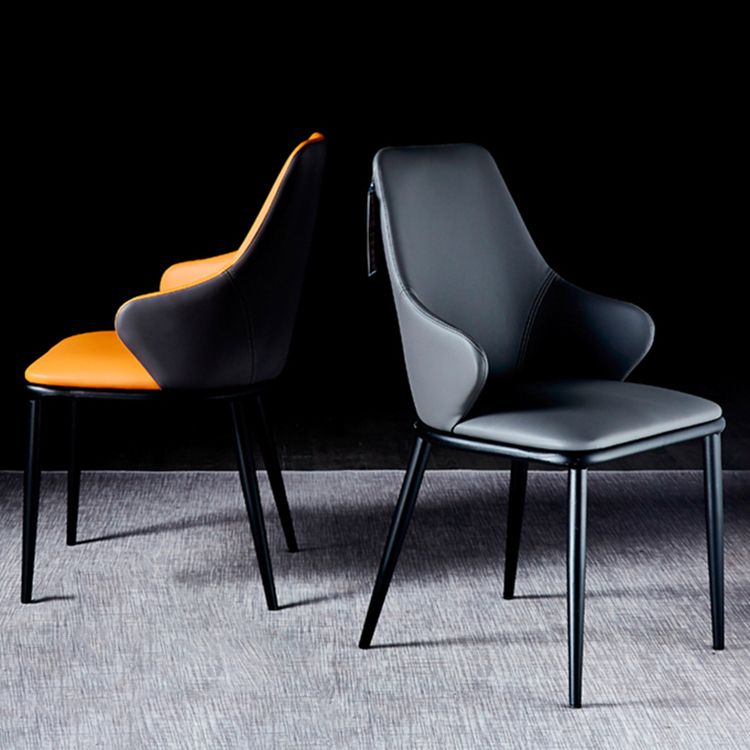 Sillas de comedor con respaldo sólido y brazo de diseño moderno, sillas de comedor de cuero para uso doméstico