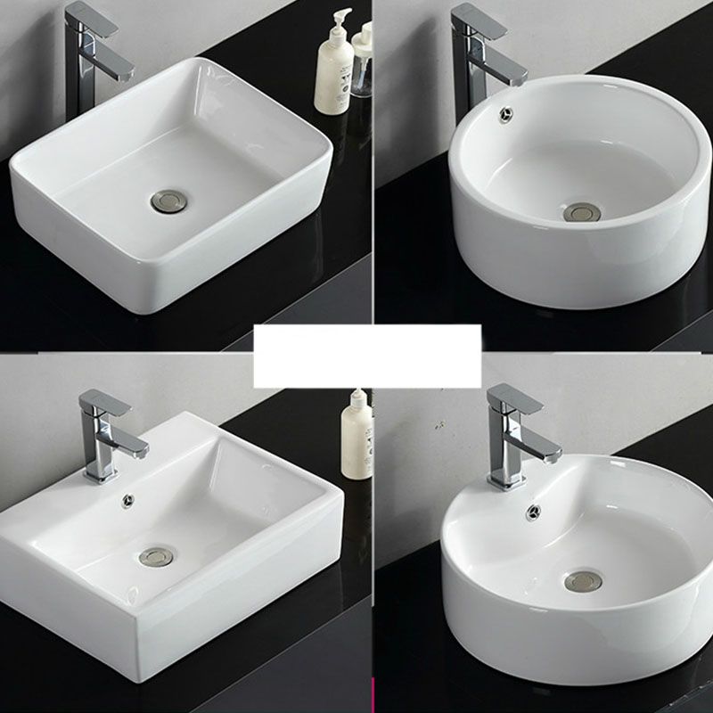Rectangular and Round Vessel Sink in white with No Craftsmanship Basin Sink