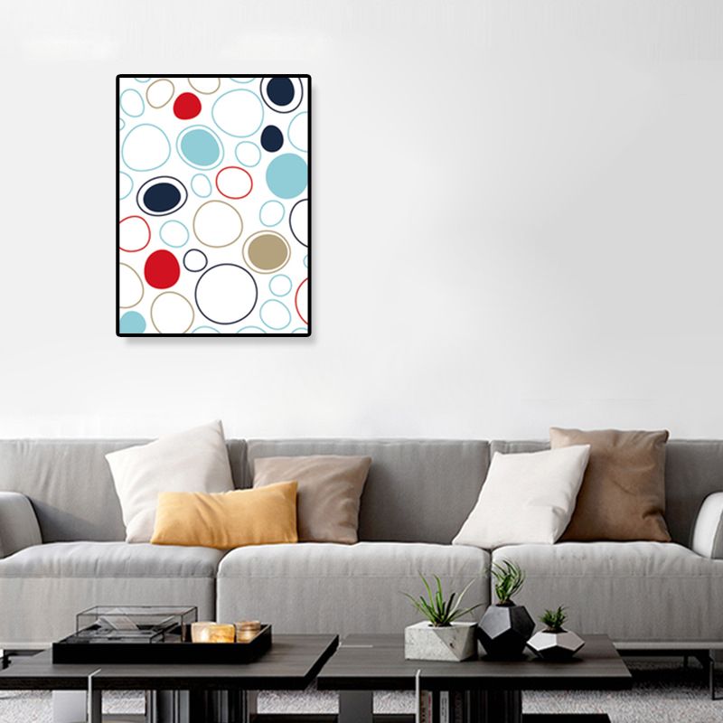 Geometrical Wall Art Nordic Lovely Bubbles Canvas Print in White for Living Room