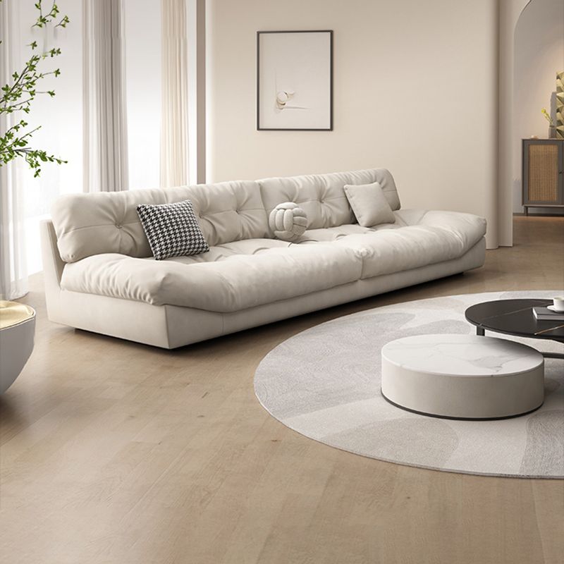 Tufted Split-Back Contemporary Standard Settee Couch in Beige