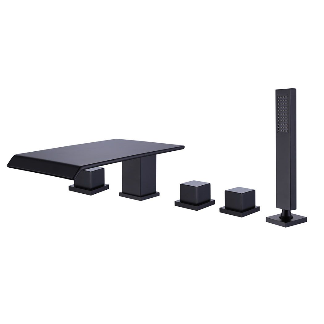 Modern Square Low Arc Faucet with Hand Shower Bathtub Faucet