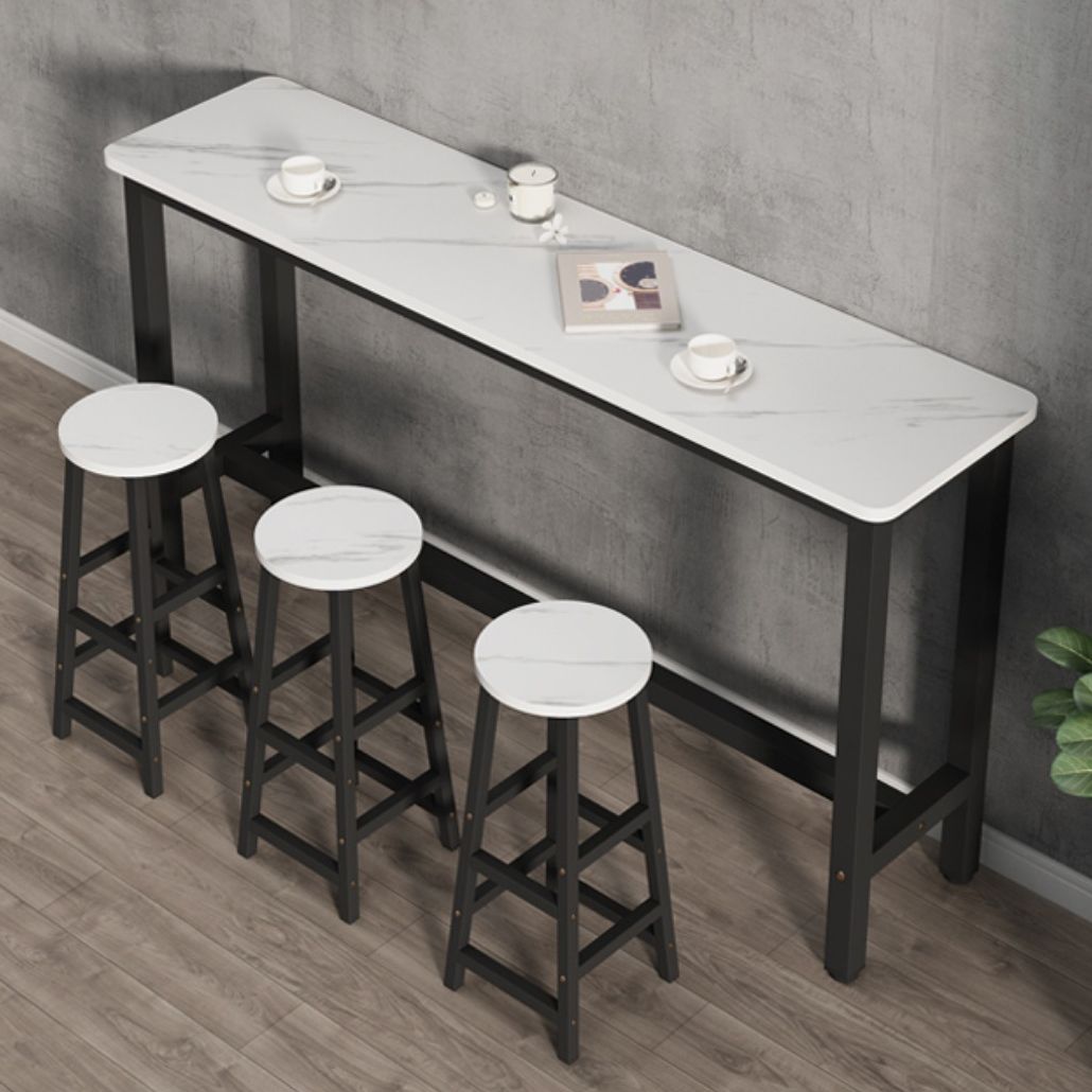 Rectangle Counter Height Pub Set 1/3/4/5/6/7 Pcs Iron Frame Bar Table and Stools