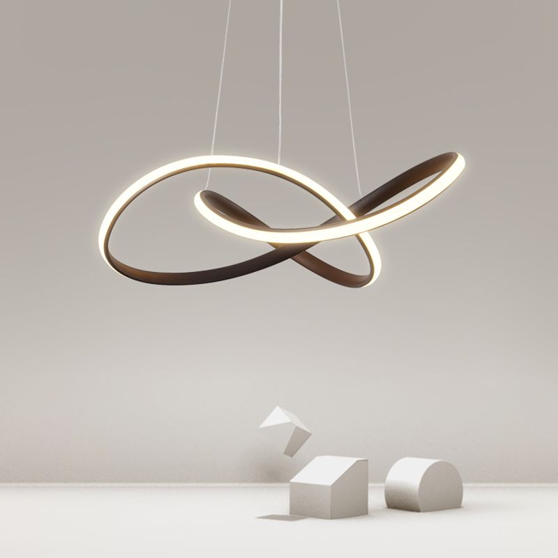 Silicone Linear LED Hanging Lamp in Modern Simplicity Lacquered Aluminium Chandelier for Dining Room