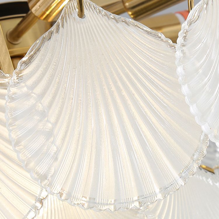 Shell Chandelier Light Fixture Vintage Glass Pendant Lighting for Restaurant