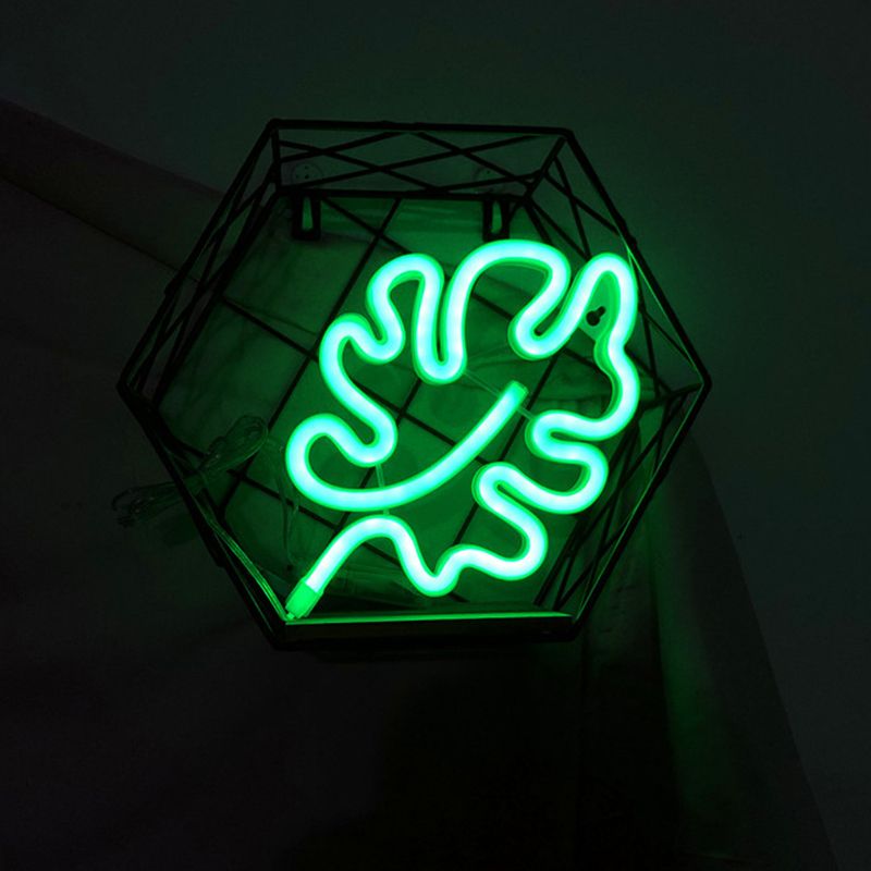 Plastic Leaf-Shaped Mini Night Lamp Modernist LED Wall Night Light in White