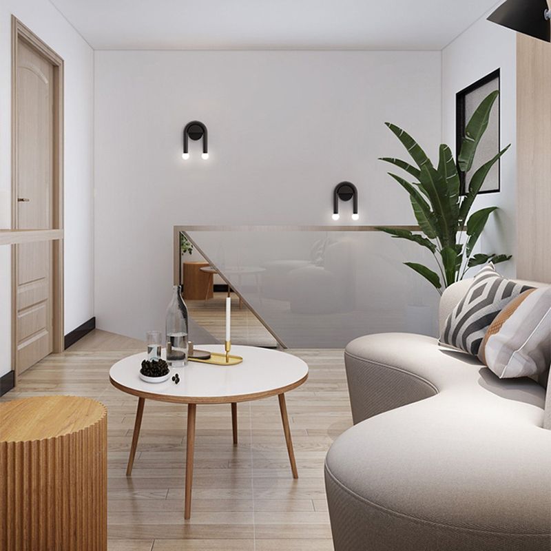 Modernism 2-Light Black Wall Mounted Sconce Metal Wall Light for Bedroom