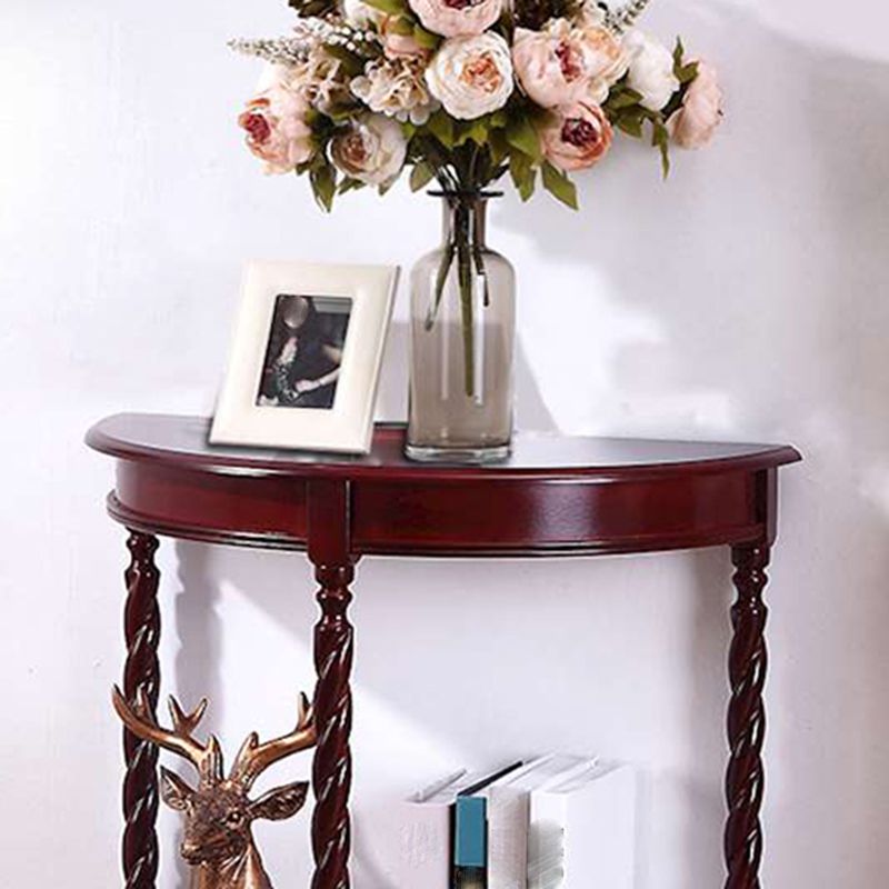 4 Legs Half Moon Wood Mid-Century Modern Console Table for Hall