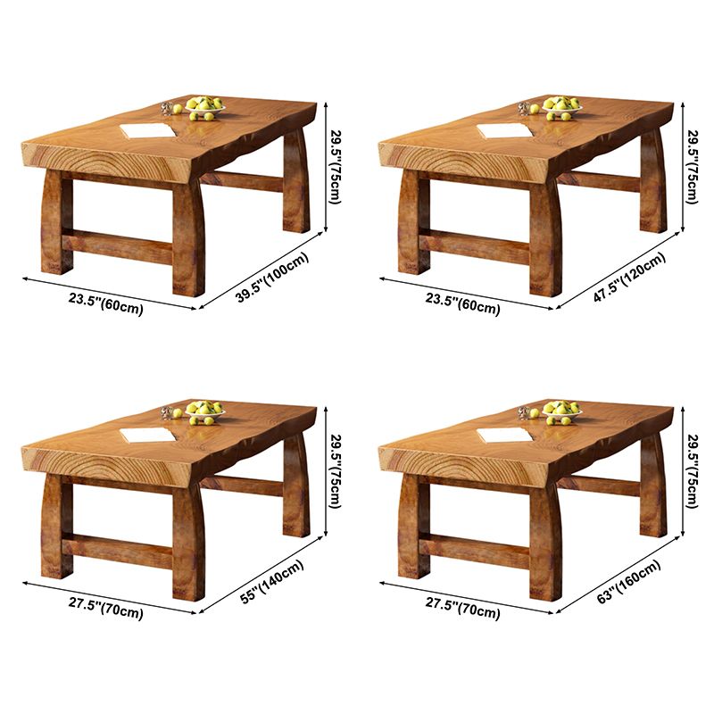 Minimalist Solid Wood Brown Dining Table Kitchen Rectangle Dining Table for Kitchen