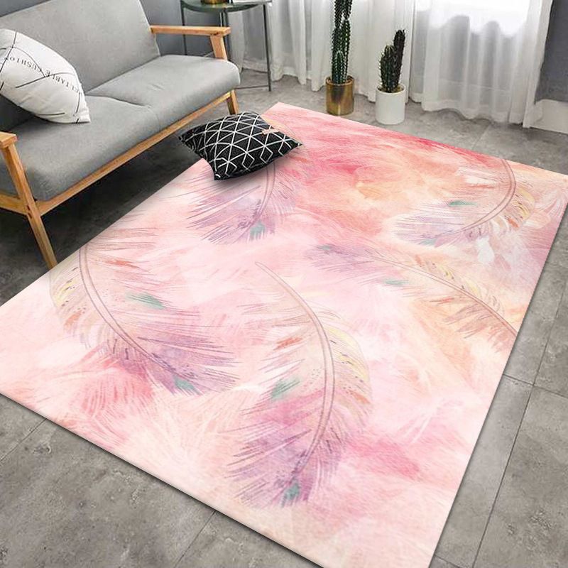 Feather Blue Rug Modern Polyester Indoor Rug Washable Rug for Home Decor