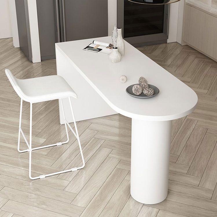 Contemporary Double Pedestal Bar Table White Solid Wood Bar Dining Table