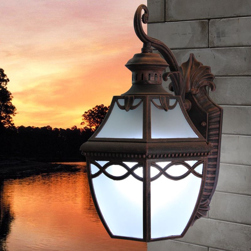 1 kop opaal glazen wand gemonteerd lamp lodge roest buiten lantaarnvormige wand sconce verlichting