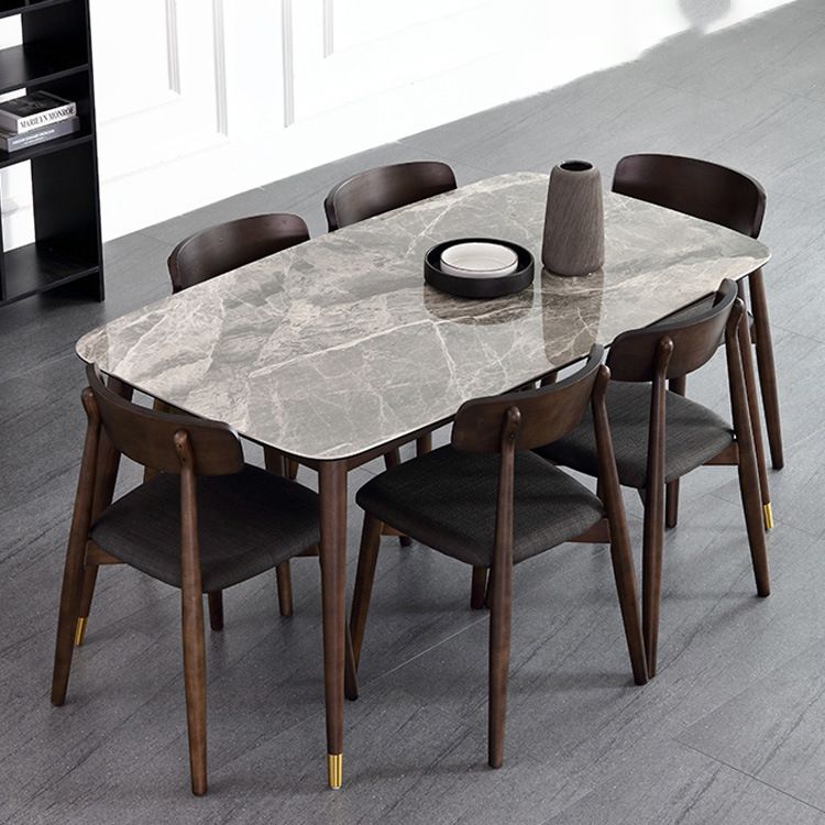 Glossy Gray Dining Table Set 1/4/5/7 Pieces Dinette Set with Wooden Chairs