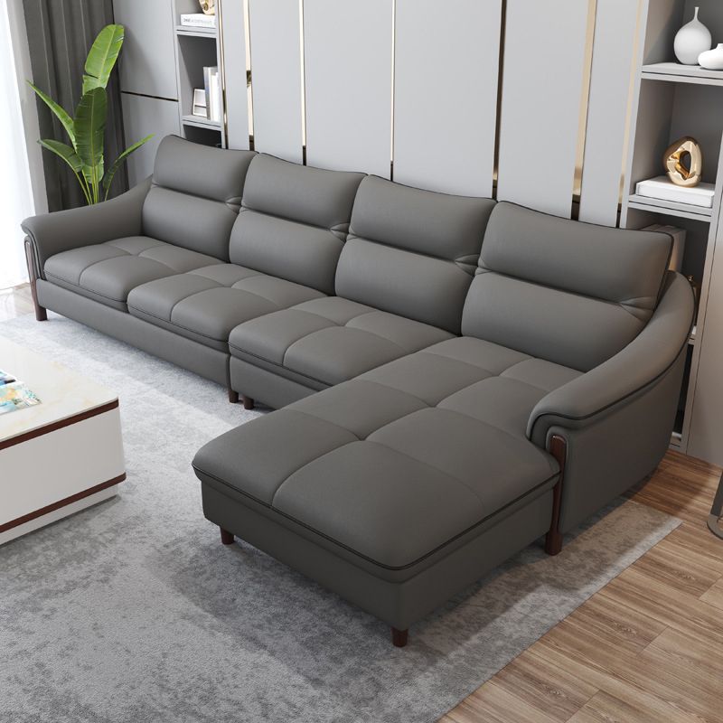 Nordic Style Sofa Bed Leather Material Sloping Armrest Cushioning Back Sofa