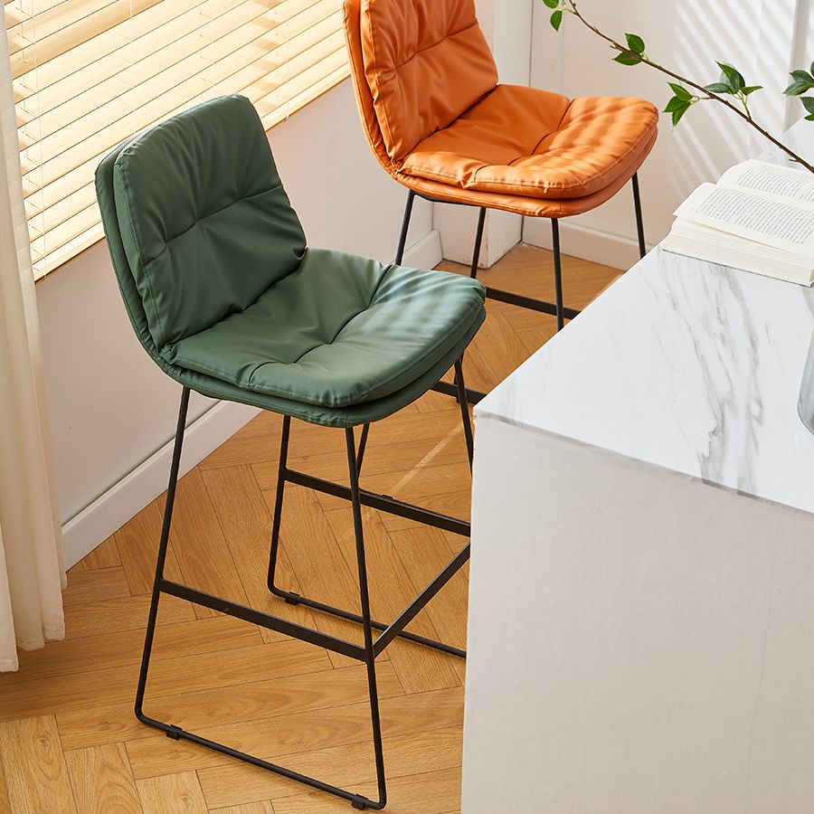 Scandinavian Coffee Shop Footrest Stool Matte Finish PU Leather Barstool