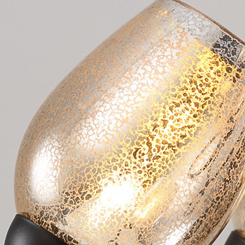 1/2-bulbone di vetro soffiato a mano Luce tradizionale ciotola nera tonalità sala da pranzo Luce di applique