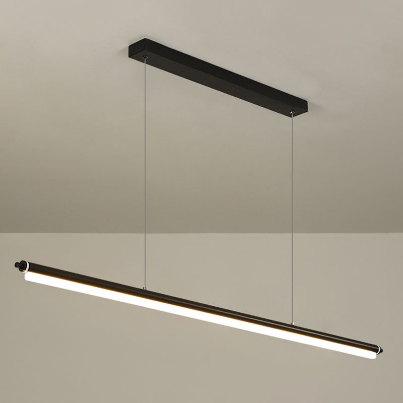 Modern aluminium eilandlamp lineair 1-licht restaurant LED hanglamp met acrylschaduw