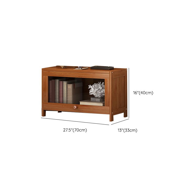 Mid Century Modern Bamboo Accent Cabinet in Brown with Glass Paned