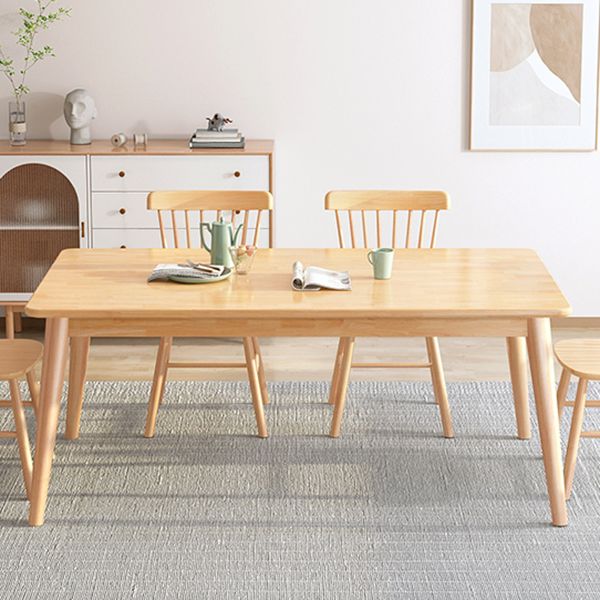 Modern Natural Rectangular Rubberwood Dining Table with 4 Legs