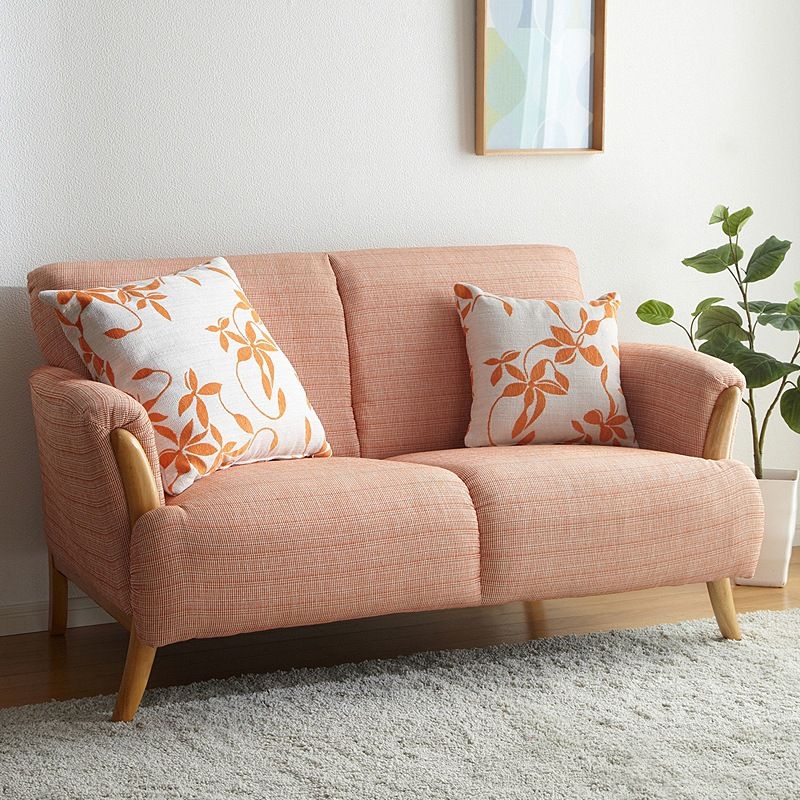 Modern Stationary Settee Solid Color Recessed Arm Sofa for Living Room