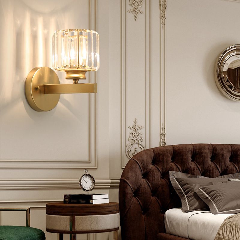 Crystal-Shade Wall Sconce Post-Modern Wall Light Fixture for Bedroom