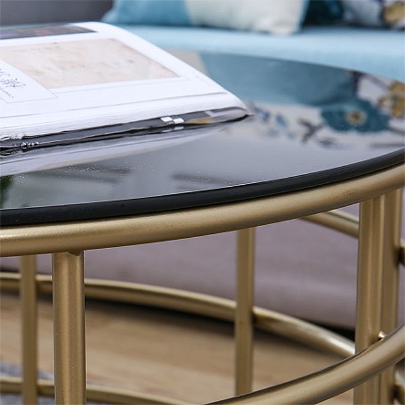Contemporary Simple Glass Round Coffee Cocktail Table - 17.7" H