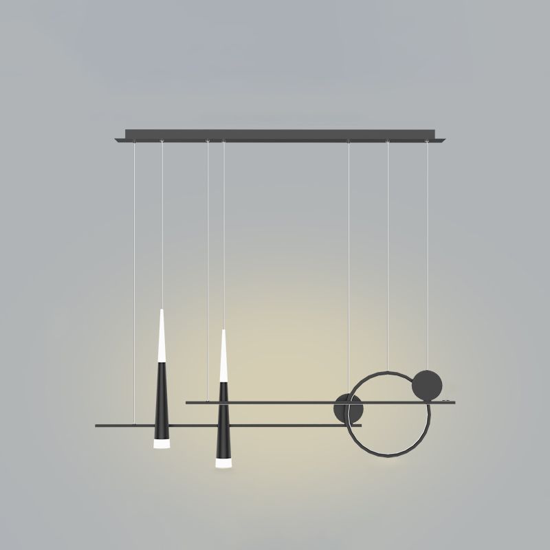 5 Light Linear Island Lighting Contemporary Metal Island Pendant Lights