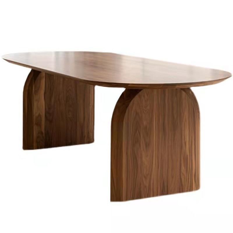 Oval Dining Table Pine Solid Wood Dining Table with Double Pedestal