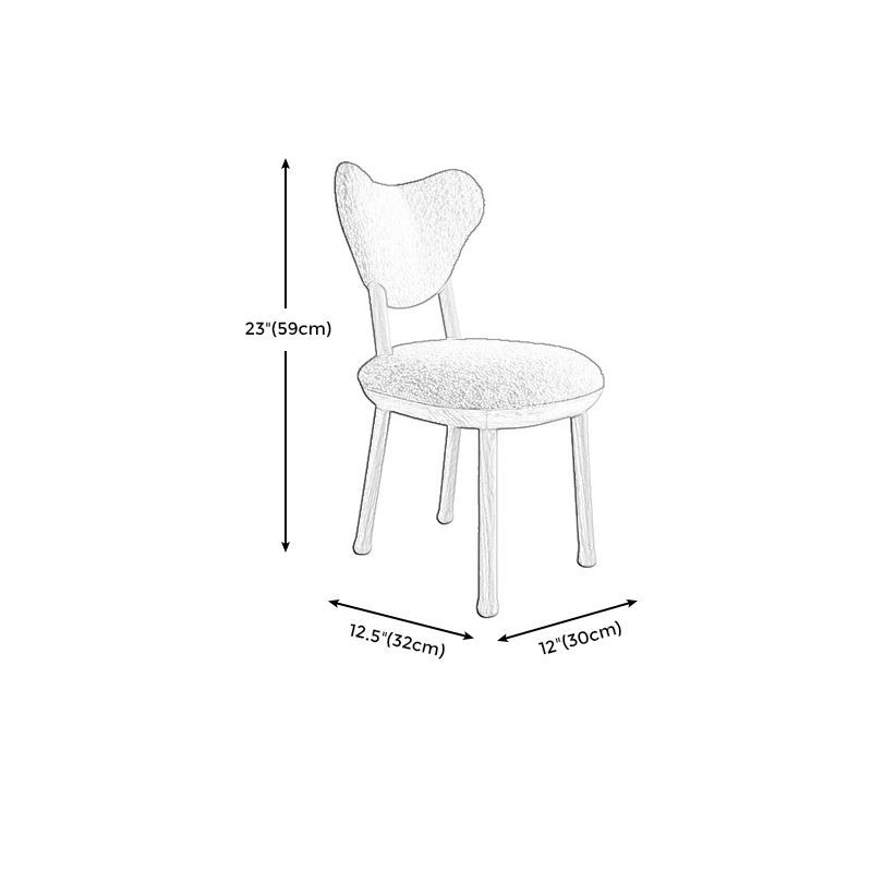 Tight Back Armless Chair Wood Frame Wool Accent Chair with Four Legs